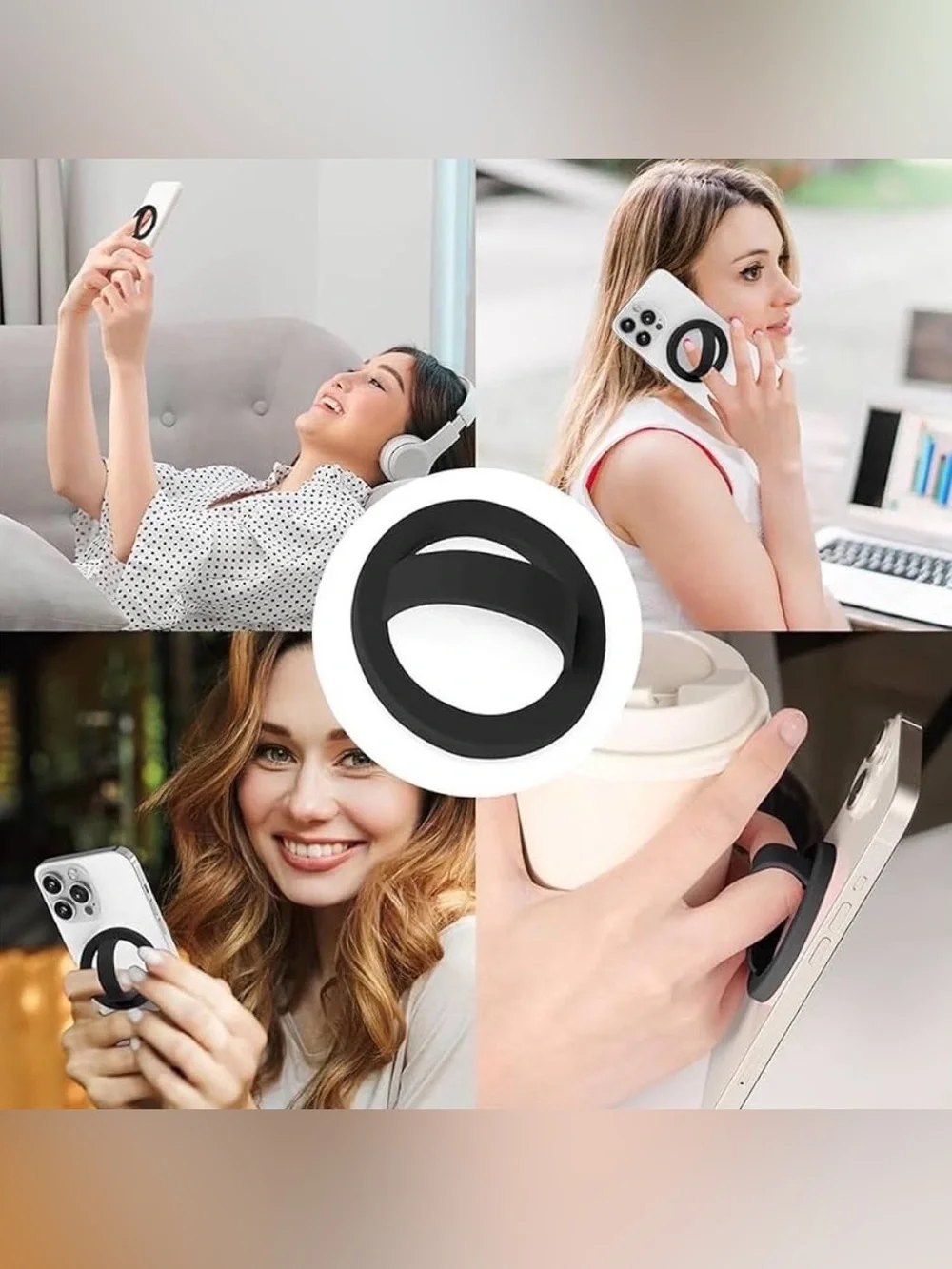 💞 New Black Silicone Magnetic Ring Cell Phone Grip